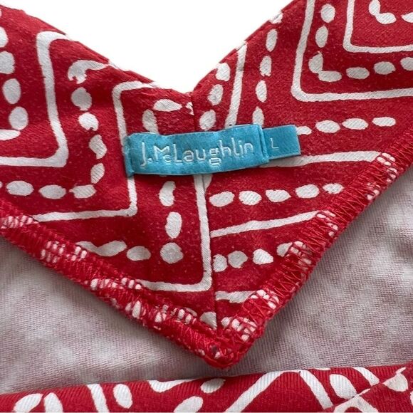 J. McLaughlin Red and White Chevron Top size Large - Picture 3 of 7